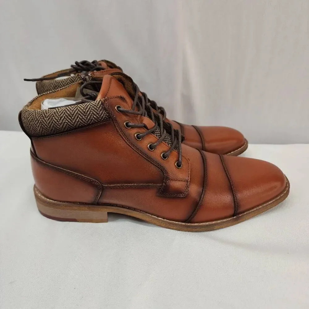 ArcBrothers Size 10.5 Mens Dress Boots Genuine Leather Classic Brogue Style Oxfo